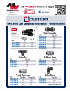 Tectran 1/4" D.O.T Composite Push Lock Fitting QL1362-4 10 Pack 